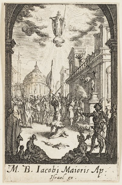 Johannes den stores martyrdöd, plansch fyra ur Apostlarnas martyrdöd av Jacques Callot