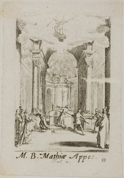 Sankt Mathias martyrdöd, plansch elva från Apostlarnas martyrdöd av Jacques Callot