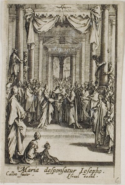 Maria gifter sig med Josef, ur Jungfruns liv av Jacques Callot