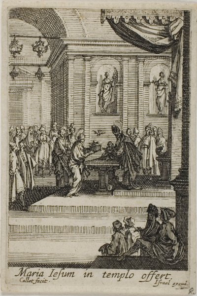 Maria presenterar Kristus i templet, från Jungfruns liv av Jacques Callot