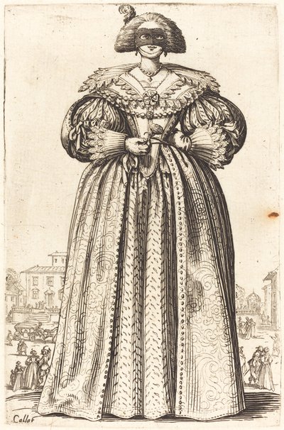 Maskerad ädel kvinna av Jacques Callot