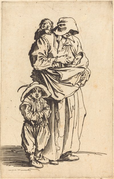 Mor och tre barn av Jacques Callot