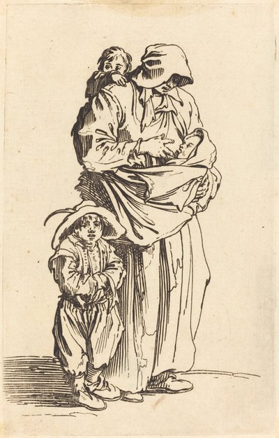 Mor och tre barn av Jacques Callot