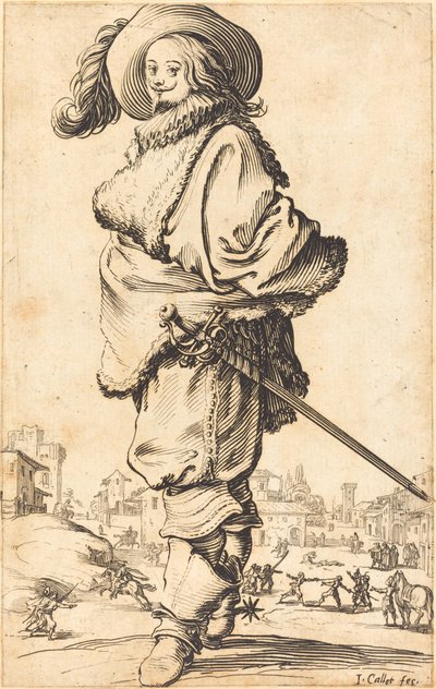 Adel man med pälsplastron av Jacques Callot