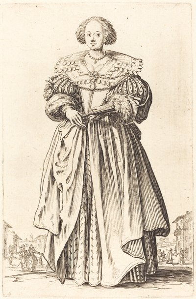 Adlig kvinna med fläkt av Jacques Callot