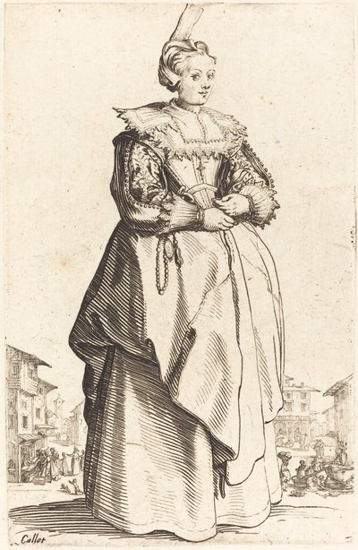 Adlig kvinna med en liten hatt, ca. 16201623. av Jacques Callot