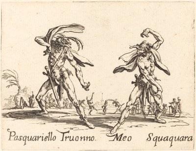 Pasquariello Truonno och Meo Squaquara av Jacques Callot