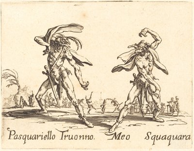 Pasquariello Truonno och Meo Squaquara, ca. 1622. av Jacques Callot