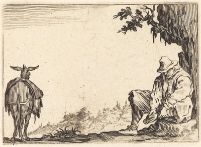 Bonde som tar av sig sin sko av Jacques Callot