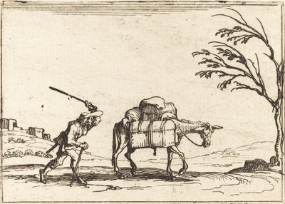 Bonde som piskar sin åsna av Jacques Callot