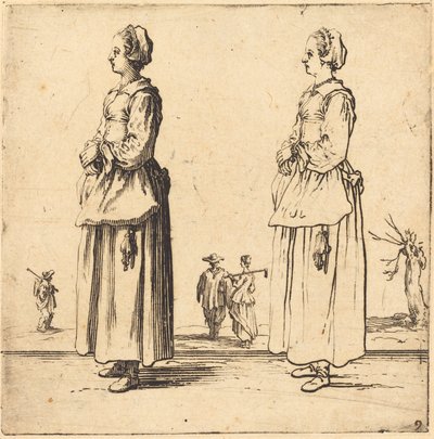 Bondekvinna, i profil, vänd åt vänster av Jacques Callot