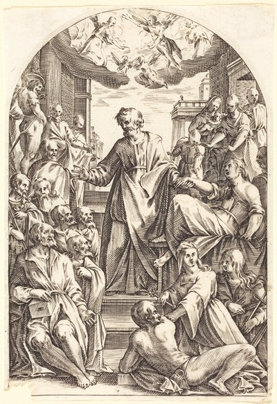 Petrus väcker Tabitha till liv av Jacques Callot