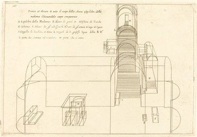 Plan och höjd av kyrkan Madonnas grav av Jacques Callot