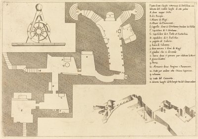 Plan över alla viktiga platser i Betlehem av Jacques Callot