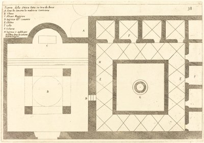 Plan över kyrkan nära Annas hus, 1619. av Jacques Callot