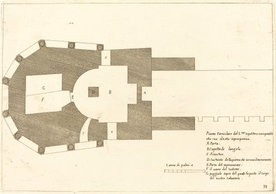 Plan för Heliga gravens kyrka av Jacques Callot