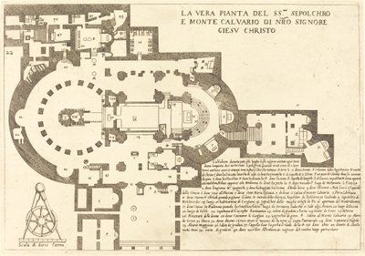 Plan över den heliga graven och berget Golgata av Jacques Callot