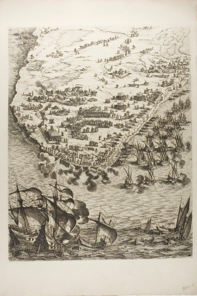 Tallrik fyra från The Siege of La Rochelle av Jacques Callot