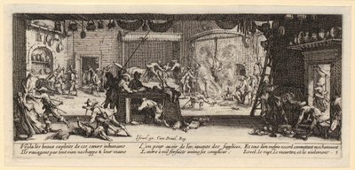 Plundring av en bondgård, blad 5 i serien ”Krigets fasor” av Jacques Callot