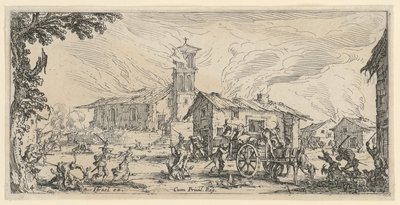 Plundring och nedbränning av en by av Jacques Callot