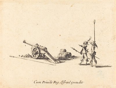 Förbereder att avfyra kanonen, 16341635. av Jacques Callot