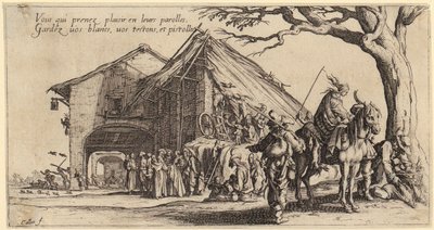 Rast, blad 3 i serien ”Die Bohémiens” av Jacques Callot