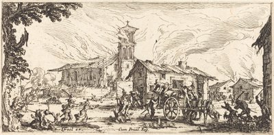 Plundring och nedbränning av en by av Jacques Callot