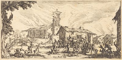 Plundring och nedbränning av en by av Jacques Callot
