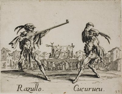 Razullo - Cucurucu, plansch 19 från Balli di Sfessania av Jacques Callot
