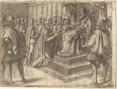 Mottagande av Polens sändebud [recto], 1612. av Jacques Callot