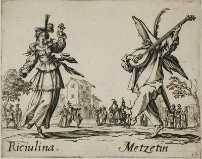 Riciulina - Metzetin, plansch 8 från Balli di Sfessania av Jacques Callot
