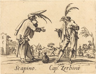 Scapino och Cap Zerbino, ca. 1622. av Jacques Callot