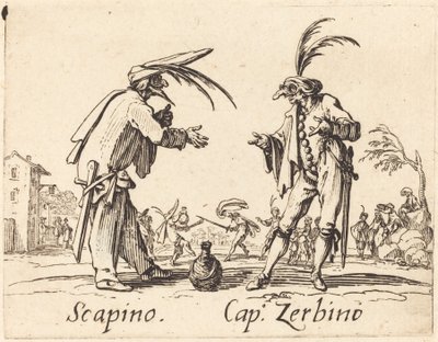 Scapino och Cap Zerbino, ca. 1622. av Jacques Callot
