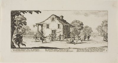 Plundringsscen, plansch fyra ur Krigets elände av Jacques Callot