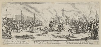 Bålet, blad 13 ur serien "Krigets fasor" av Jacques Callot