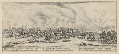 Slag, blad 3 ur serien "Krigets fasor" av Jacques Callot