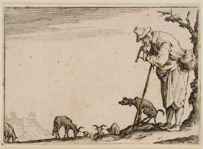Herde som spelar flöjt, ur ”Nyckerna” (Florensutgåvan) av Jacques Callot