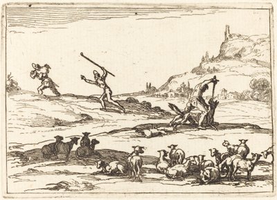 Herdar som försvarar sina besättningar av Jacques Callot
