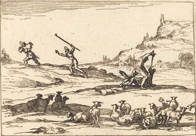 Herdar som försvarar sina besättningar av Jacques Callot