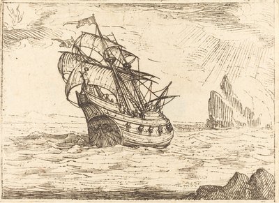Fartyg som navigerar nära stenar av Jacques Callot