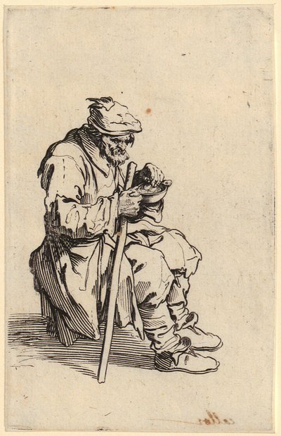 Sittande tiggare som äter, blad 24 ur serien "Tiggarna" av Jacques Callot