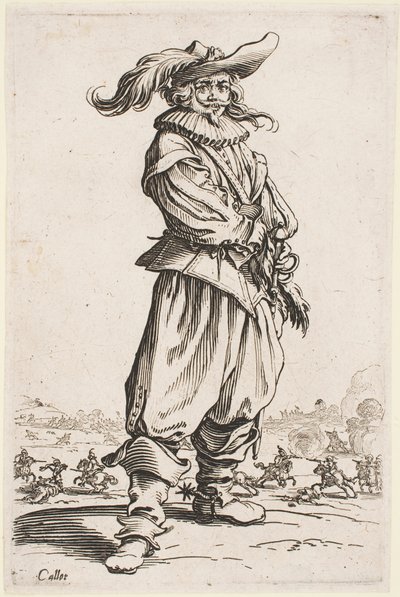 Soldat i en fjäderhatt, från serien "The Nobility of Lorraine" av Jacques Callot