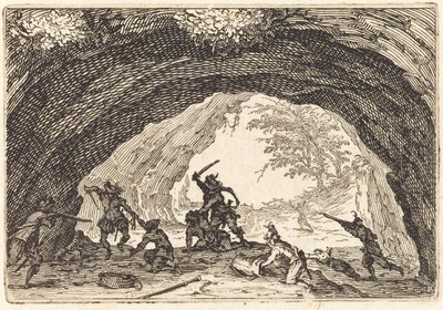 Soldater som attackerar rånare av Jacques Callot