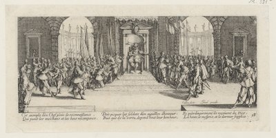 Utbetalning av sold, blad 18 ur serien "Krigets fasor" av Jacques Callot