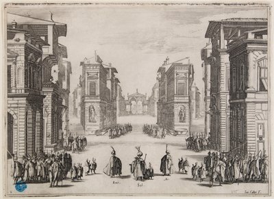 Soliman, akt 1. Andra numret i en svit om 6 stycken (Lieure 364, Meaume 435) av Jacques Callot