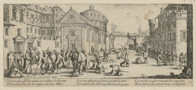 Sjukhus, blad 15 i serien ”Krigets fasor” av Jacques Callot