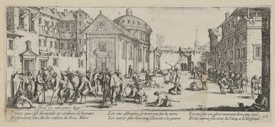 Sjukhus, blad 15 ur serien "Krigets fasor" av Jacques Callot
