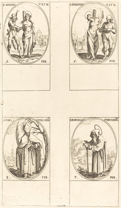 St Agatha; St Dorothy; St. Romuald av Ravenna; St Paul, biskop av Verdun av Jacques Callot