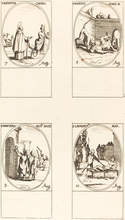 S:t Albert av Sikliy, Karmelit; St. Marinus; St. Demetrius och följeslagare; St Lauren av Jacques Callot