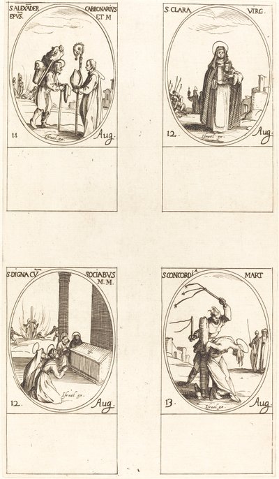 S:t Alexander Carbonarius; St. Clare; St Digna och följeslagare; St Concordia av Jacques Callot